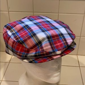 Red Union newsboy style summer hat made in USA